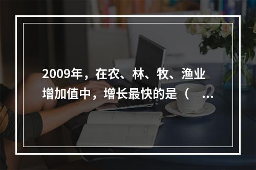 2009年，在农、林、牧、渔业增加值中，增长最快的是（　　）