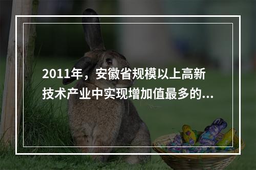 2011年，安徽省规模以上高新技术产业中实现增加值最多的领域