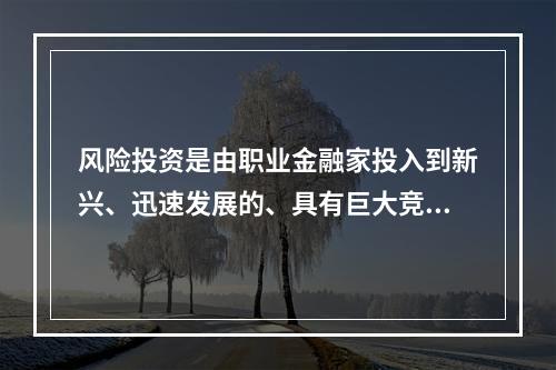 风险投资是由职业金融家投入到新兴、迅速发展的、具有巨大竞争