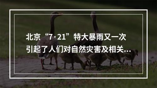 北京“7·21”特大暴雨又一次引起了人们对自然灾害及相关防御