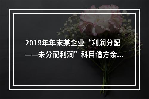 2019年年末某企业“利润分配——未分配利润”科目借方余额2