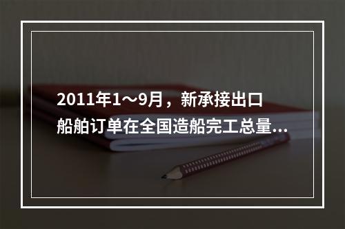 2011年1～9月，新承接出口船舶订单在全国造船完工总量中的