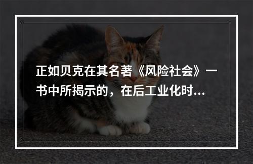 正如贝克在其名著《风险社会》一书中所揭示的，在后工业化时代