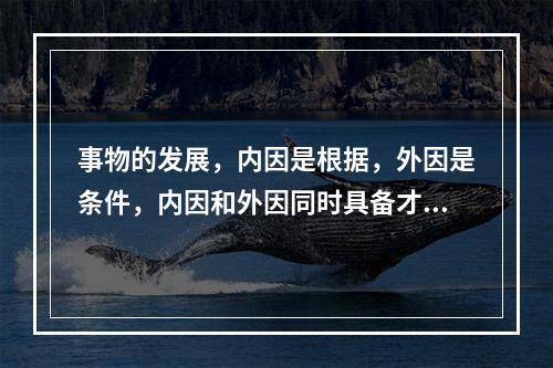 事物的发展，内因是根据，外因是条件，内因和外因同时具备才能