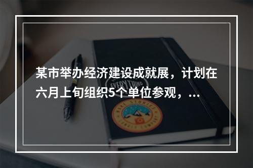 某市举办经济建设成就展，计划在六月上旬组织5个单位参观，其中