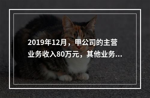 2019年12月，甲公司的主营业务收入80万元，其他业务收入