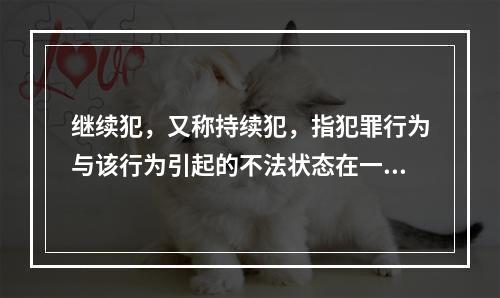 继续犯，又称持续犯，指犯罪行为与该行为引起的不法状态在一定