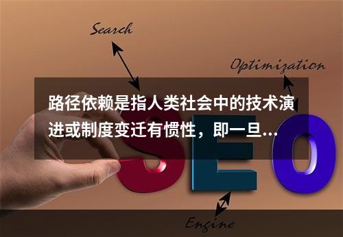 路径依赖是指人类社会中的技术演进或制度变迁有惯性，即一旦进