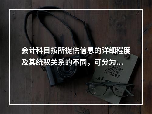 会计科目按所提供信息的详细程度及其统驭关系的不同，可分为（