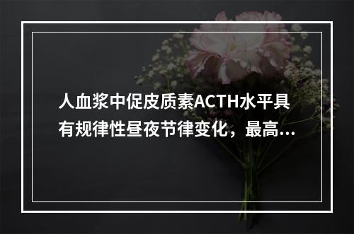 人血浆中促皮质素ACTH水平具有规律性昼夜节律变化，最高峰的