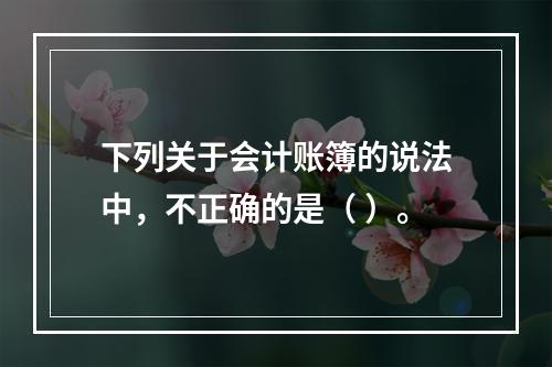 下列关于会计账簿的说法中，不正确的是（ ）。