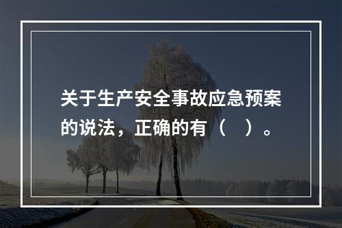 关于生产安全事故应急预案的说法，正确的有（　）。