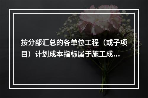 按分部汇总的各单位工程（或子项目）计划成本指标属于施工成本计