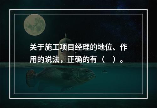 关于施工项目经理的地位、作用的说法，正确的有（　）。