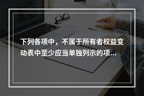 下列各项中，不属于所有者权益变动表中至少应当单独列示的项目是