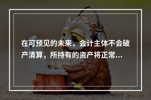 在可预见的未来，会计主体不会破产清算，所持有的资产将正常营运