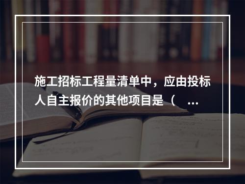 施工招标工程量清单中，应由投标人自主报价的其他项目是（　）。