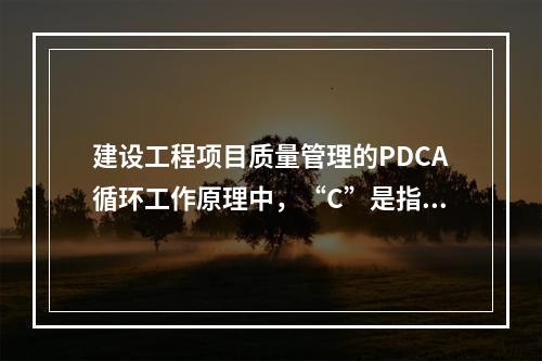 建设工程项目质量管理的PDCA循环工作原理中，“C”是指（　