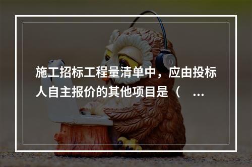 施工招标工程量清单中，应由投标人自主报价的其他项目是（　）。