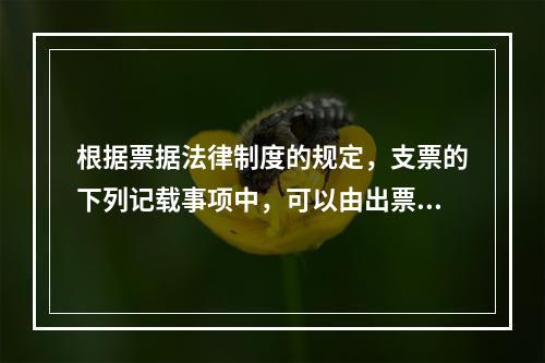 根据票据法律制度的规定，支票的下列记载事项中，可以由出票人授