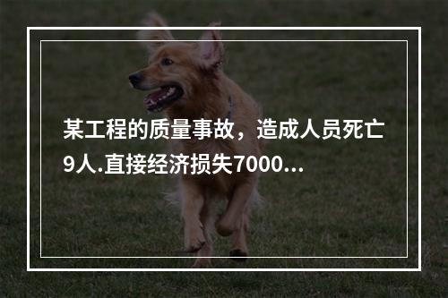 某工程的质量事故，造成人员死亡9人.直接经济损失7000万元