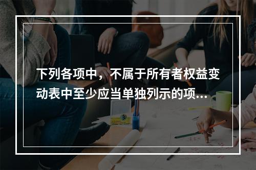 下列各项中，不属于所有者权益变动表中至少应当单独列示的项目是