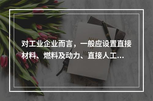 对工业企业而言，一般应设置直接材料、燃料及动力、直接人工、制