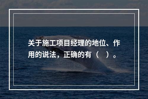 关于施工项目经理的地位、作用的说法，正确的有（　）。