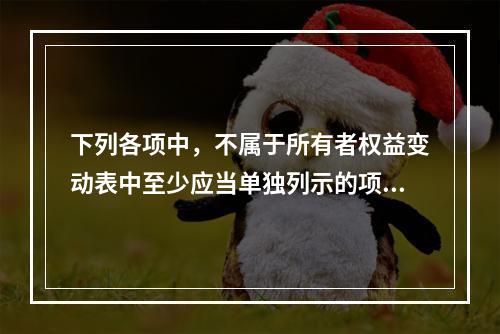 下列各项中，不属于所有者权益变动表中至少应当单独列示的项目是