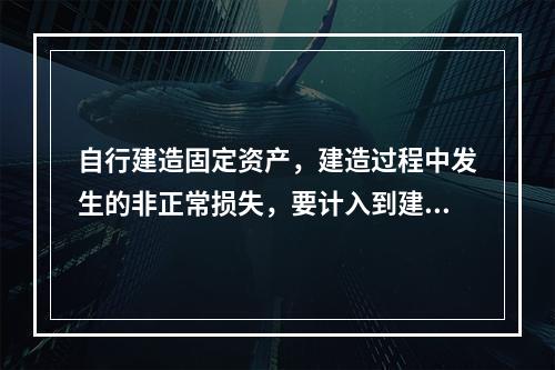 自行建造固定资产，建造过程中发生的非正常损失，要计入到建造成