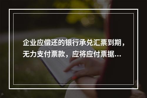 企业应偿还的银行承兑汇票到期，无力支付票款，应将应付票据账面