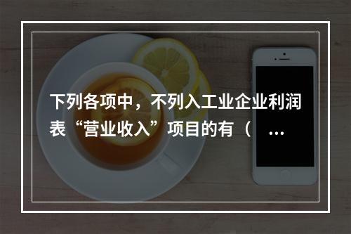 下列各项中，不列入工业企业利润表“营业收入”项目的有（　　）