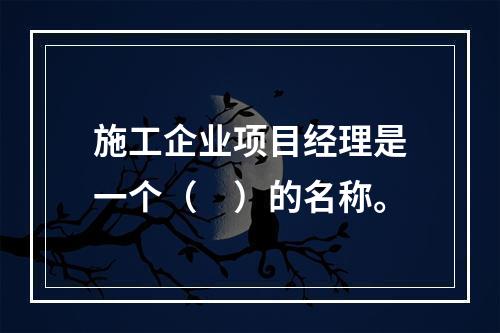 施工企业项目经理是一个（　）的名称。