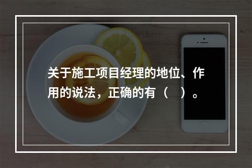 关于施工项目经理的地位、作用的说法，正确的有（　）。