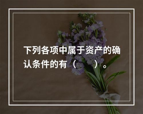 下列各项中属于资产的确认条件的有（　　）。