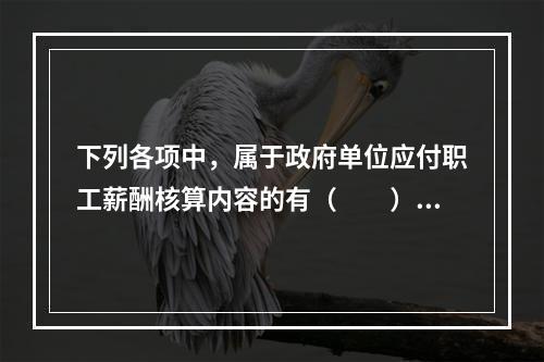 下列各项中，属于政府单位应付职工薪酬核算内容的有（　　）。