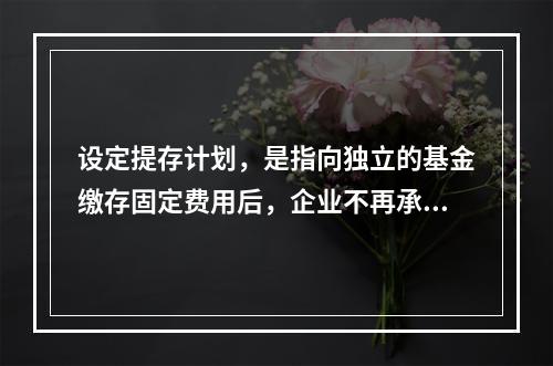 设定提存计划，是指向独立的基金缴存固定费用后，企业不再承担进