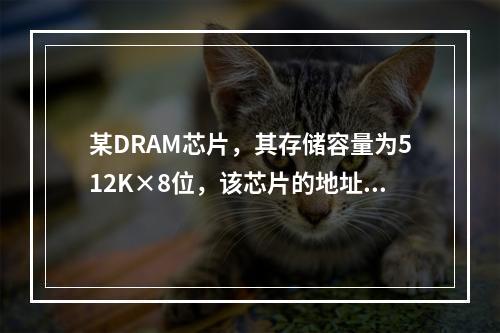 某DRAM芯片，其存储容量为512K×8位，该芯片的地址线和