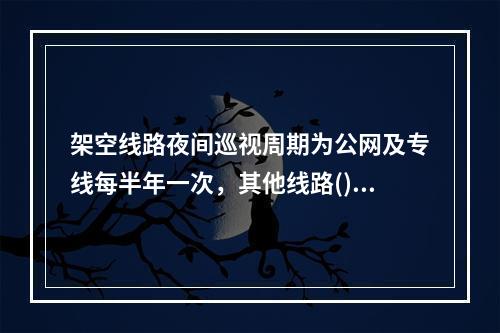 架空线路夜间巡视周期为公网及专线每半年一次，其他线路()一次