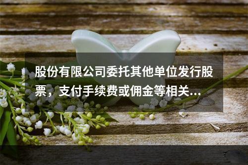 股份有限公司委托其他单位发行股票，支付手续费或佣金等相关费用