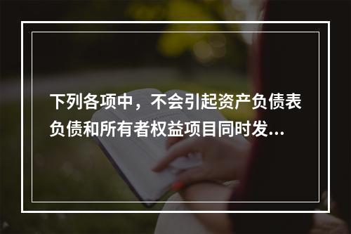 下列各项中，不会引起资产负债表负债和所有者权益项目同时发生变