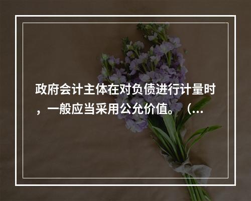 政府会计主体在对负债进行计量时，一般应当采用公允价值。（　　