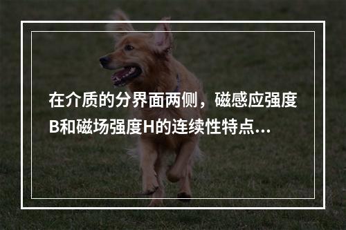 在介质的分界面两侧，磁感应强度B和磁场强度H的连续性特点是(