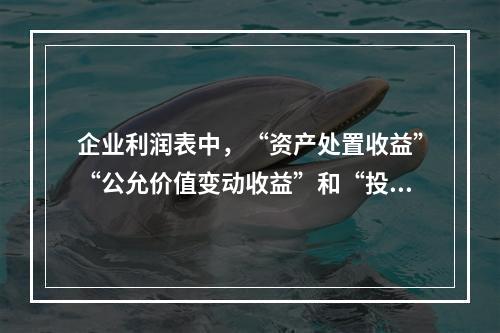 企业利润表中，“资产处置收益”“公允价值变动收益”和“投资收