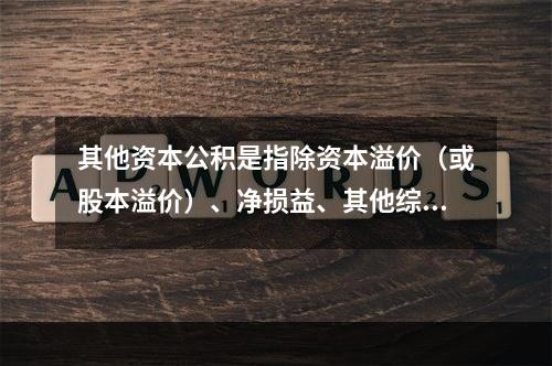 其他资本公积是指除资本溢价（或股本溢价）、净损益、其他综合收