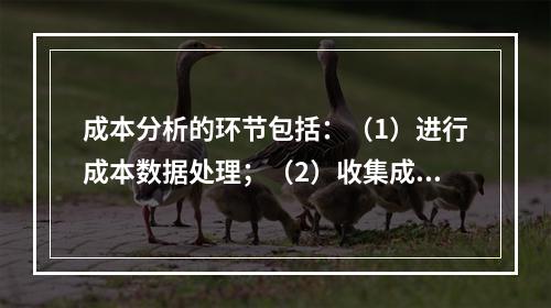 成本分析的环节包括：（1）进行成本数据处理；（2）收集成本信