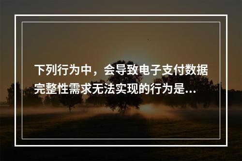 下列行为中，会导致电子支付数据完整性需求无法实现的行为是（