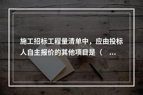 施工招标工程量清单中，应由投标人自主报价的其他项目是（　）。