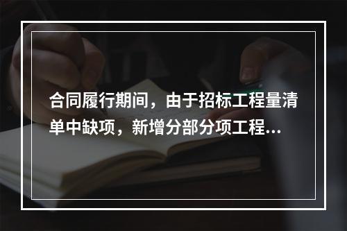 合同履行期间，由于招标工程量清单中缺项，新增分部分项工程清单