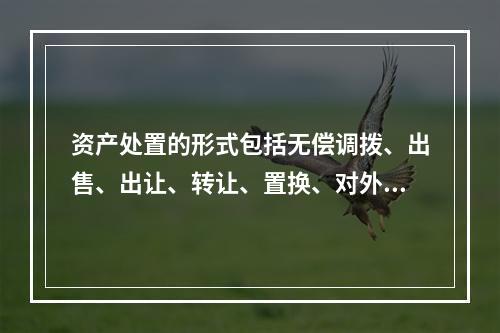 资产处置的形式包括无偿调拨、出售、出让、转让、置换、对外捐赠